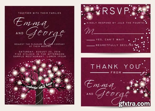 Collection of cover vector banner wedding picture card flyer poster invitation card 11-25 EPS