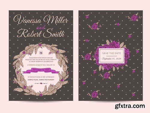 Collection of cover vector banner wedding picture card flyer poster invitation card 11-25 EPS