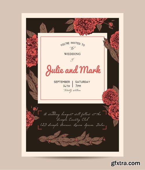 Collection of cover vector banner wedding picture card flyer poster invitation card 11-25 EPS