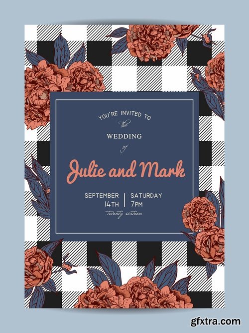 Collection of cover vector banner wedding picture card flyer poster invitation card 11-25 EPS