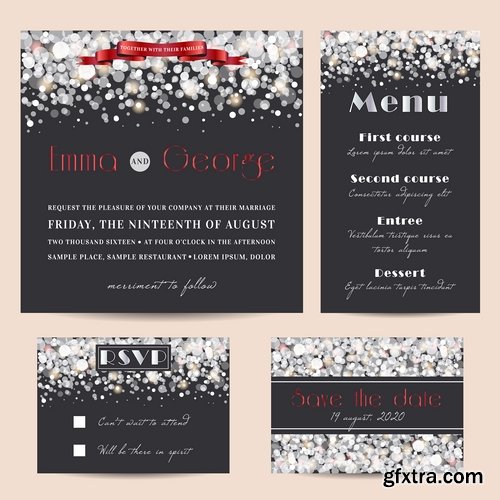 Collection of cover vector banner wedding picture card flyer poster invitation card 11-25 EPS