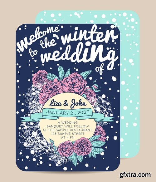 Collection of cover vector banner wedding picture card flyer poster invitation card 11-25 EPS