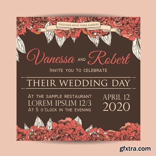 Collection of cover vector banner wedding picture card flyer poster invitation card 11-25 EPS