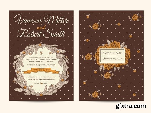 Collection of cover vector banner wedding picture card flyer poster invitation card 11-25 EPS