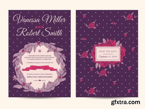 Collection of cover vector banner wedding picture card flyer poster invitation card 11-25 EPS