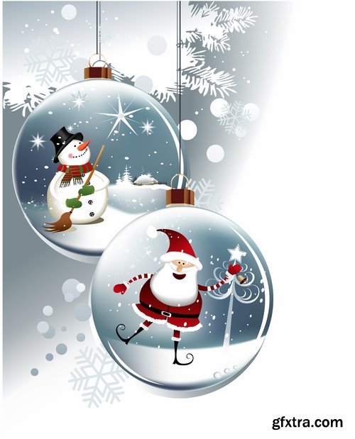 Collection of christmas new year sticker banner flyer cover gift card vector image 3-25 EPS