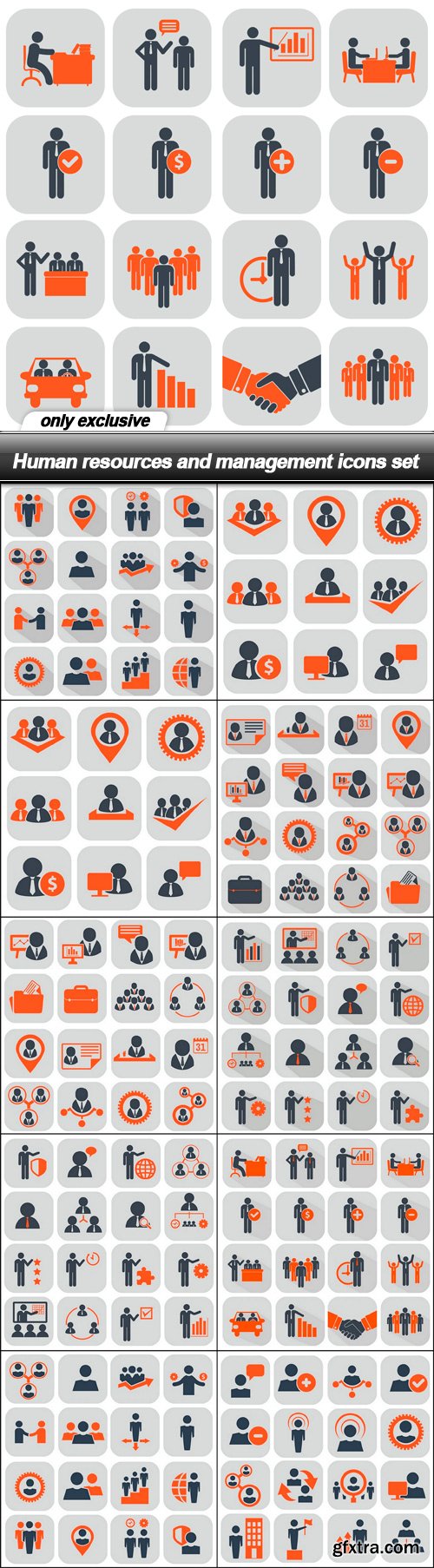 Human resources and management icons set - 11 EPS