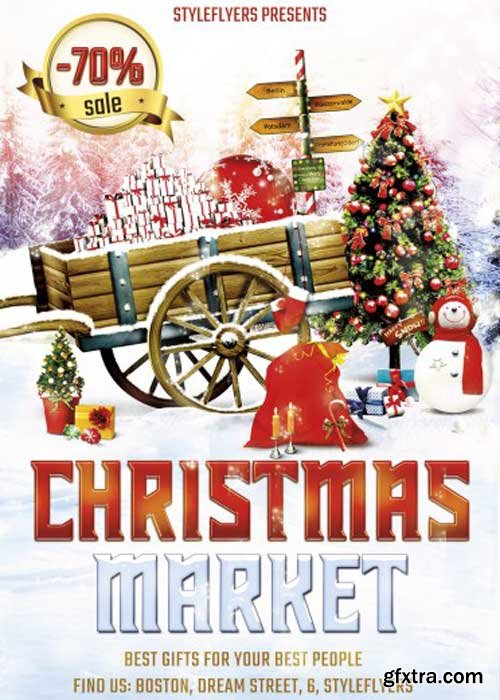 Christmas Market V2 PSD Flyer Template with Facebook Cover