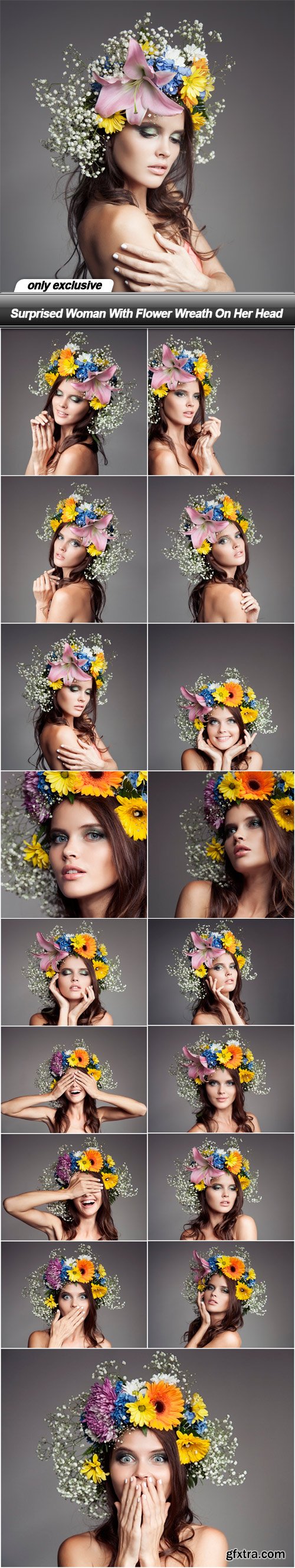 Surprised Woman With Flower Wreath On Her Head - 17 UHQ JPEG