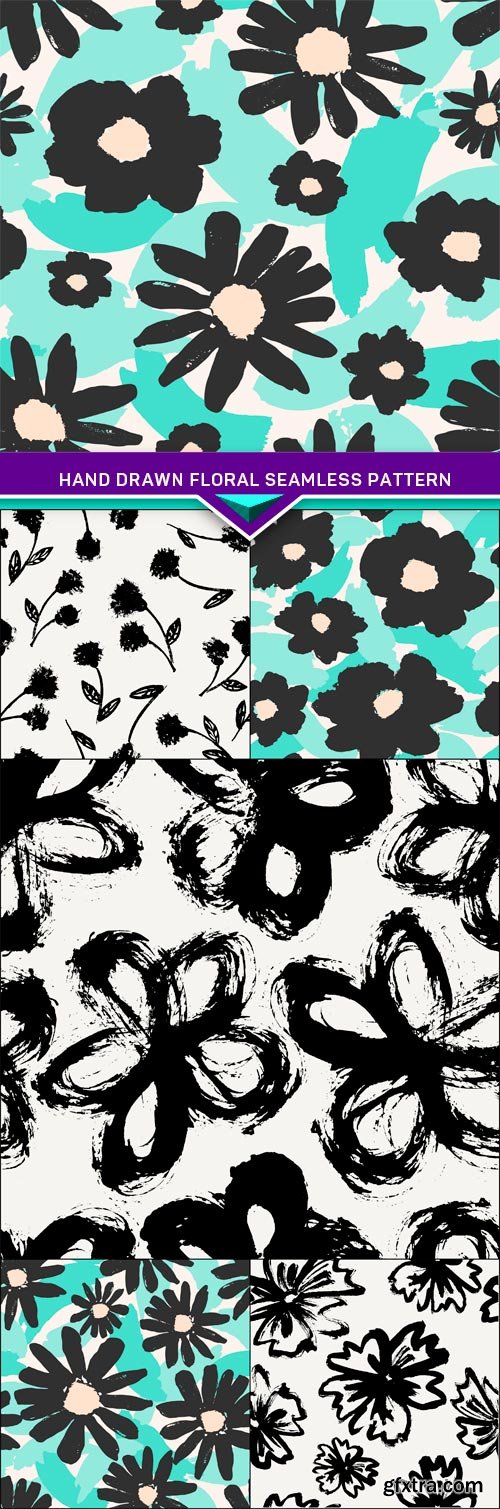 Hand Drawn Floral Seamless Pattern 6X EPS