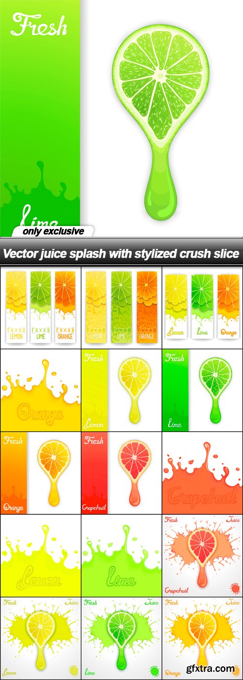 Vector juice splash with stylized crush slice - 15 EPS