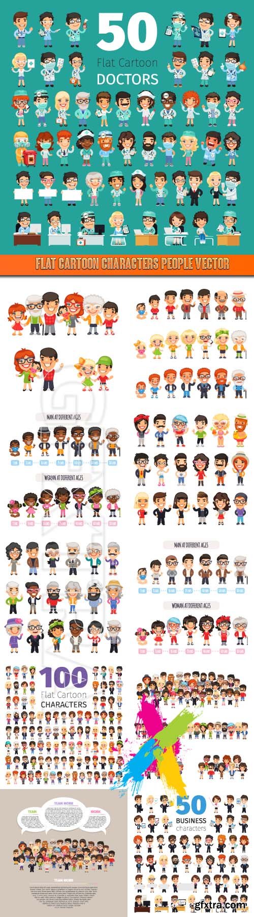 Flat cartoon characters people vector