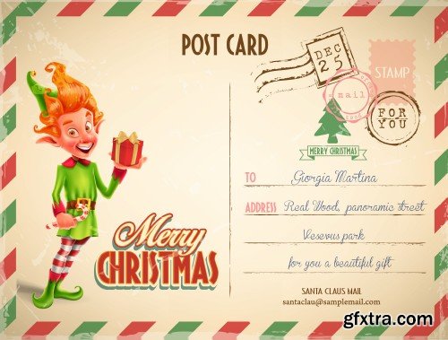 Christmas vector background, vintage Christmas cards