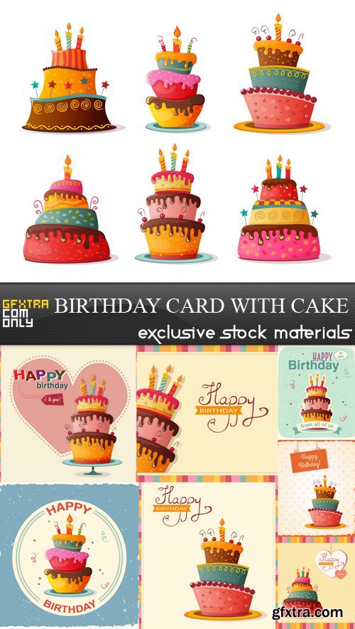 Birthday Card with Cake - 8 EPS