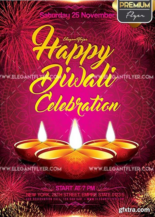 Happy Diwali V7 Flyer PSD Template + Facebook Cover