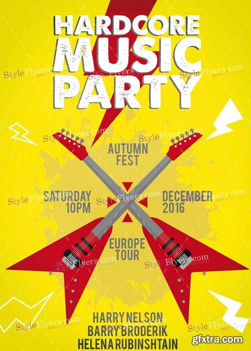 Hardcore Music Party PSD 14 Flyer Template