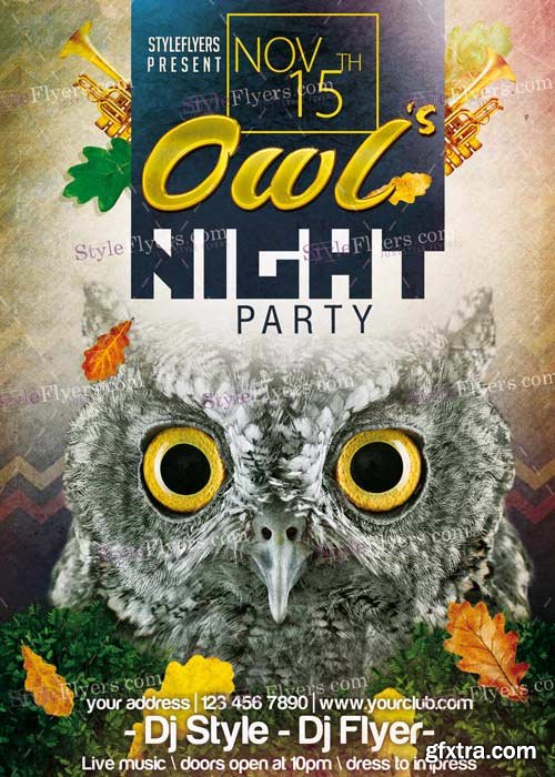 Owl’s Night Party PSD V8 Flyer Template