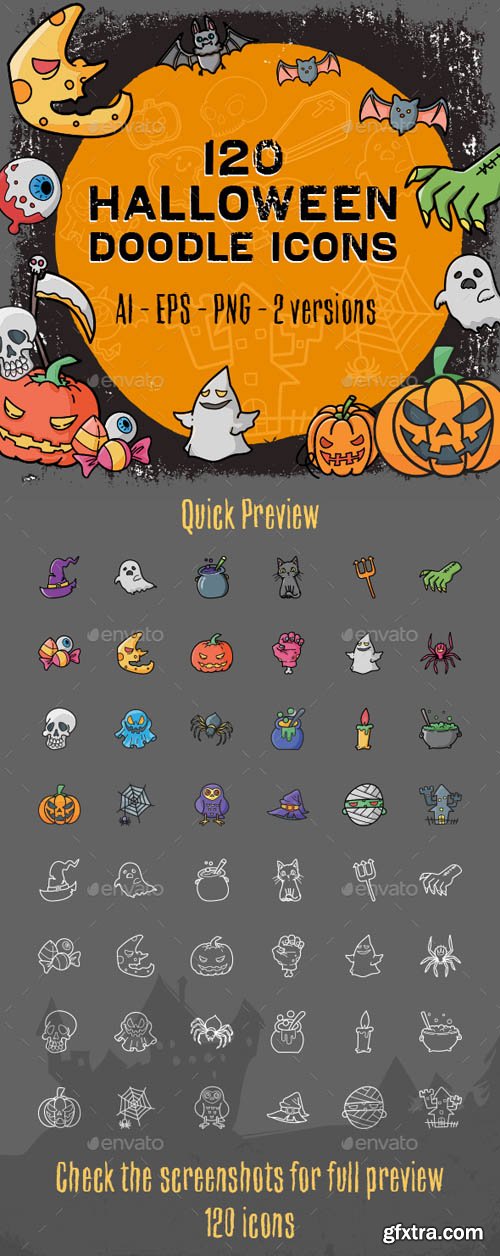 GR - 120 Halloween Doodle Icon Set 17799535