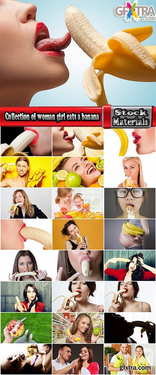 Collection of woman girl eats a banana vitamins healthy food 25 HQ Jpeg