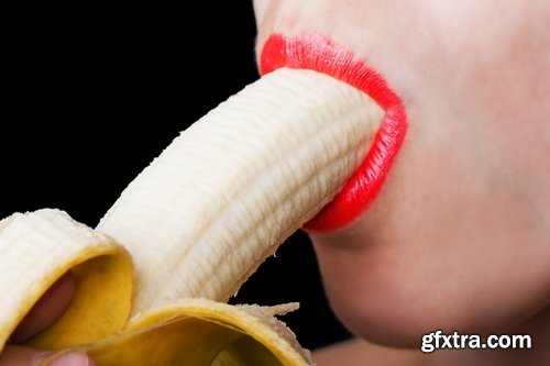 Collection of woman girl eats a banana vitamins healthy food 25 HQ Jpeg