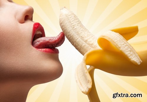 Collection of woman girl eats a banana vitamins healthy food 25 HQ Jpeg