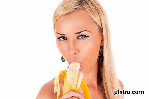 Collection of woman girl eats a banana vitamins healthy food 25 HQ Jpeg