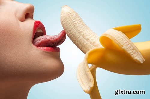 Collection of woman girl eats a banana vitamins healthy food 25 HQ Jpeg