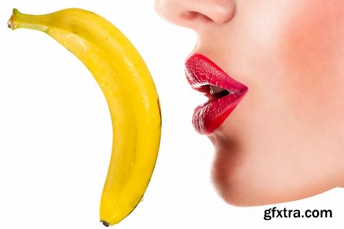 Collection of woman girl eats a banana vitamins healthy food 25 HQ Jpeg