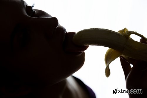 Collection of woman girl eats a banana vitamins healthy food 25 HQ Jpeg