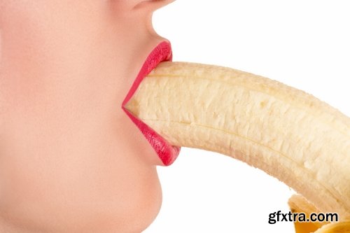 Collection of woman girl eats a banana vitamins healthy food 25 HQ Jpeg