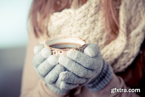 Collection of warm winter clothes crocheted mittens gloves hot drink 25 HQ Jpeg