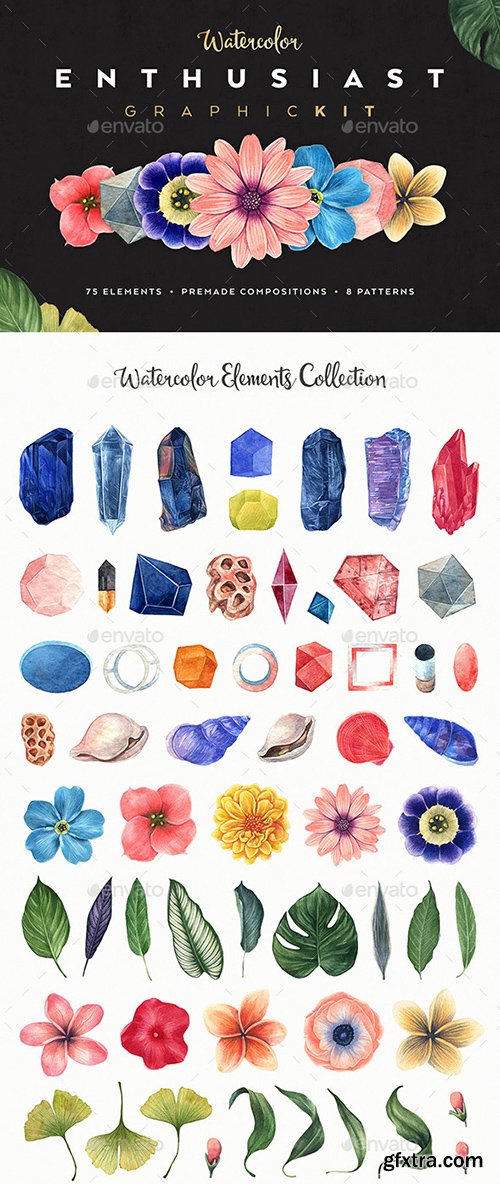 Graphicriver Watercolor Enthusiast Graphic Kit 17990454