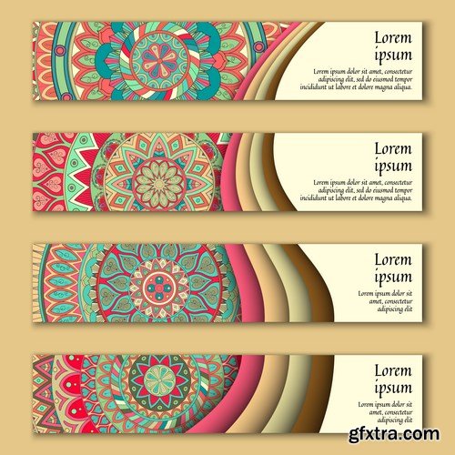 Tribal & Ethnic Ornamental Banners 2 - 19xEPS