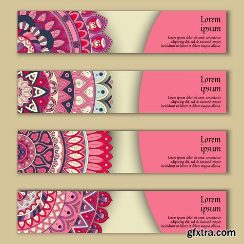 Tribal & Ethnic Ornamental Banners 2 - 19xEPS