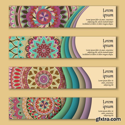 Tribal & Ethnic Ornamental Banners 2 - 19xEPS