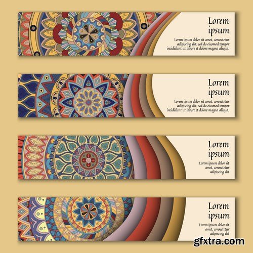 Tribal & Ethnic Ornamental Banners 2 - 19xEPS