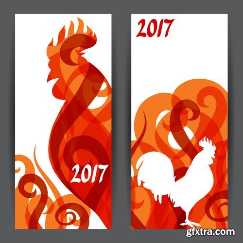 New Year 2017 Fire Rooster 2 - 18xEPS