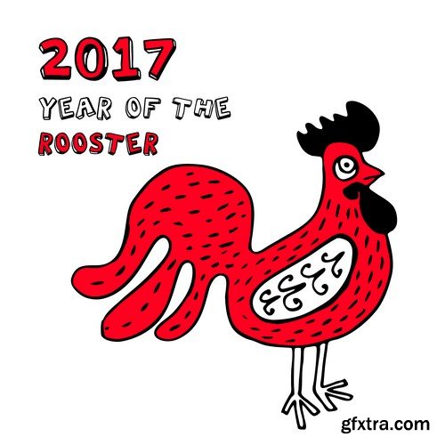 New Year 2017 Fire Rooster 2 - 18xEPS