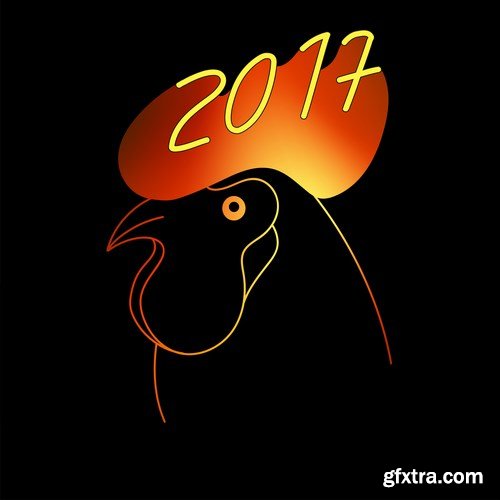 New Year 2017 Fire Rooster 2 - 18xEPS