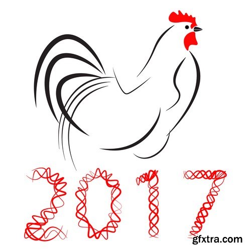 New Year 2017 Fire Rooster 2 - 18xEPS