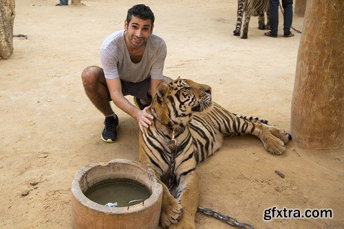 Man with wild cat - 5 UHQ JPEG