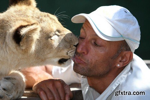 Man with wild cat - 5 UHQ JPEG