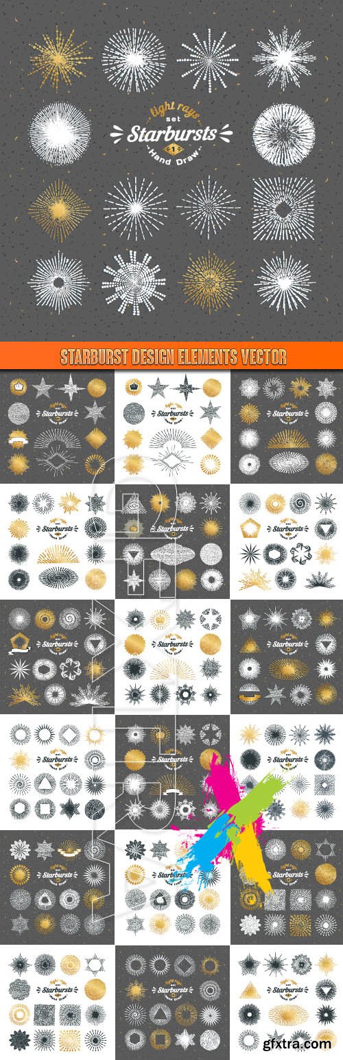 Starburst design elements vector