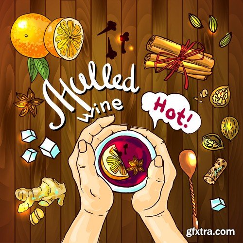 Mulled wine illustration - 8 EPS