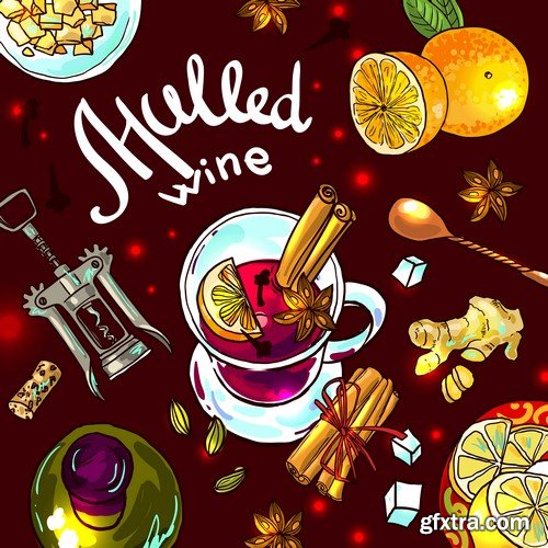 Mulled wine illustration - 8 EPS