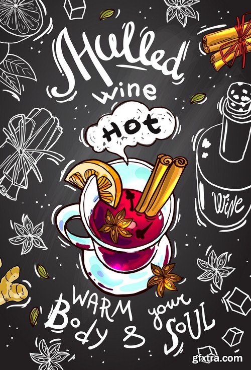 Mulled wine illustration - 8 EPS