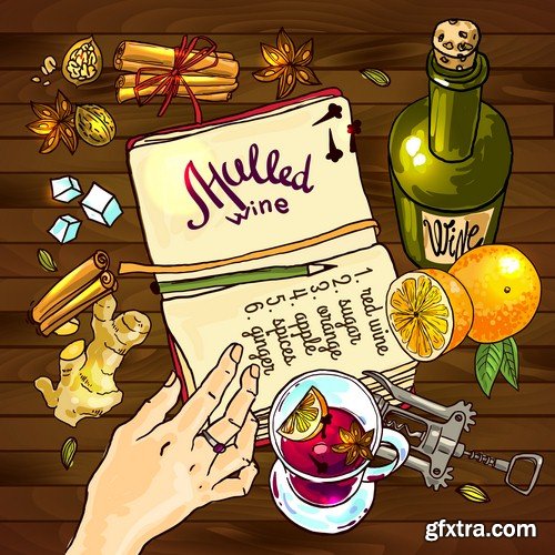 Mulled wine illustration - 8 EPS