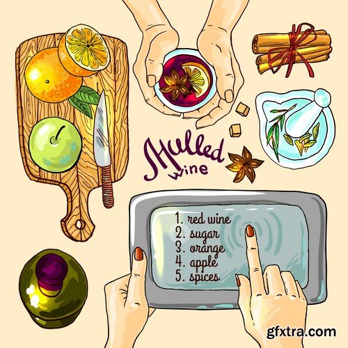 Mulled wine illustration - 8 EPS