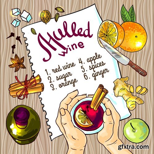 Mulled wine illustration - 8 EPS