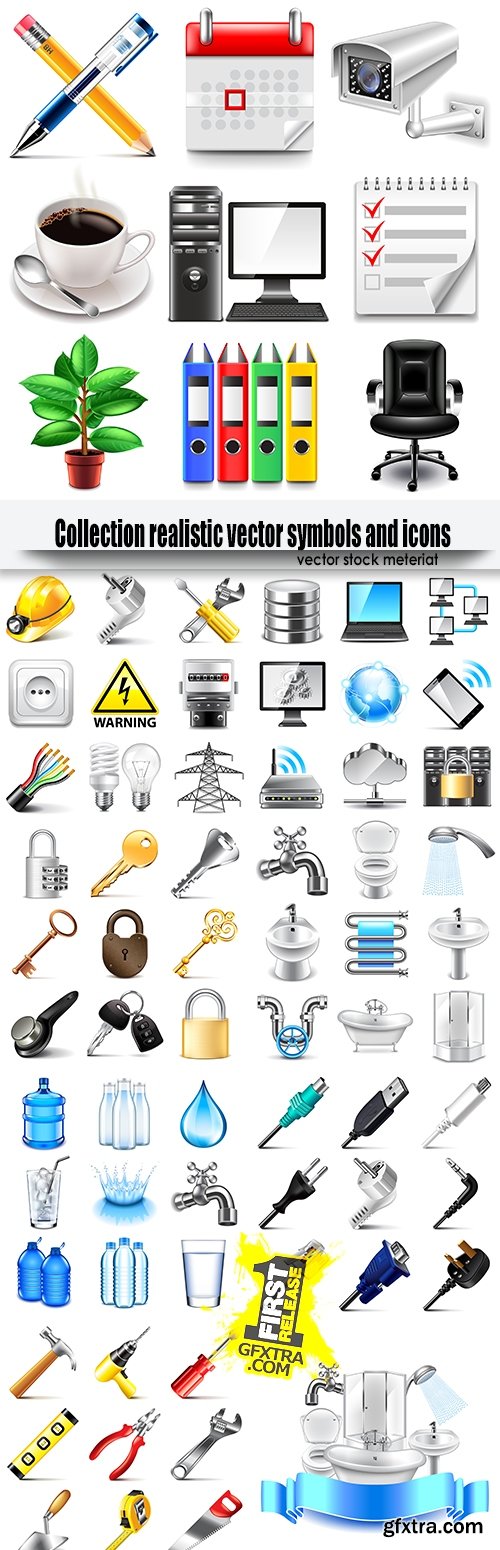 Collection realistic vector symbols and icons